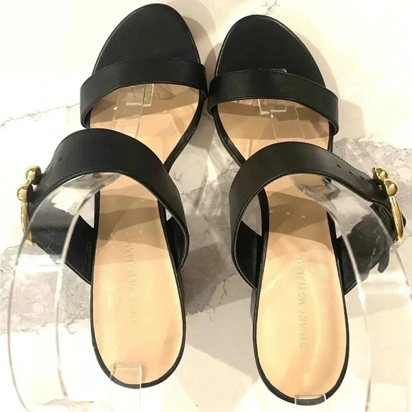 Stuart Weitzman Women’s Belinda 75 Leather 3” Heel Slide Sandal Black Size 6 NEW - Picture 6 of 10